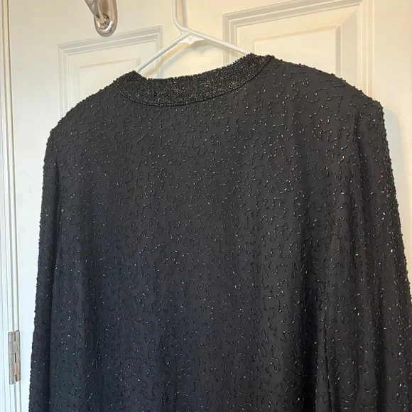 Stenay Women's Size 2X Jacket Silk Beaded Black Evening Cocktail Open Front NWT